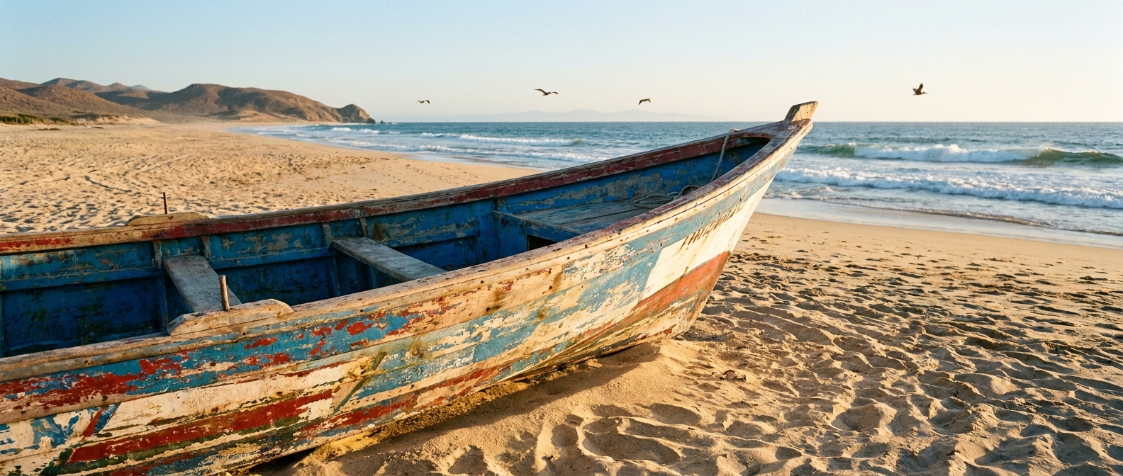 Todos Santos Pacific coast at sunset